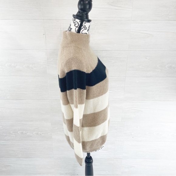 MaxMara Striped Mock Turtleneck Cashmere Sweater. Beautiful! - Picture 5 of 7